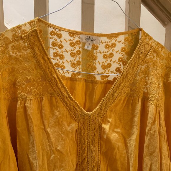 Style & Co. Boho Yellow Shirt XL - Picture 2 of 4
